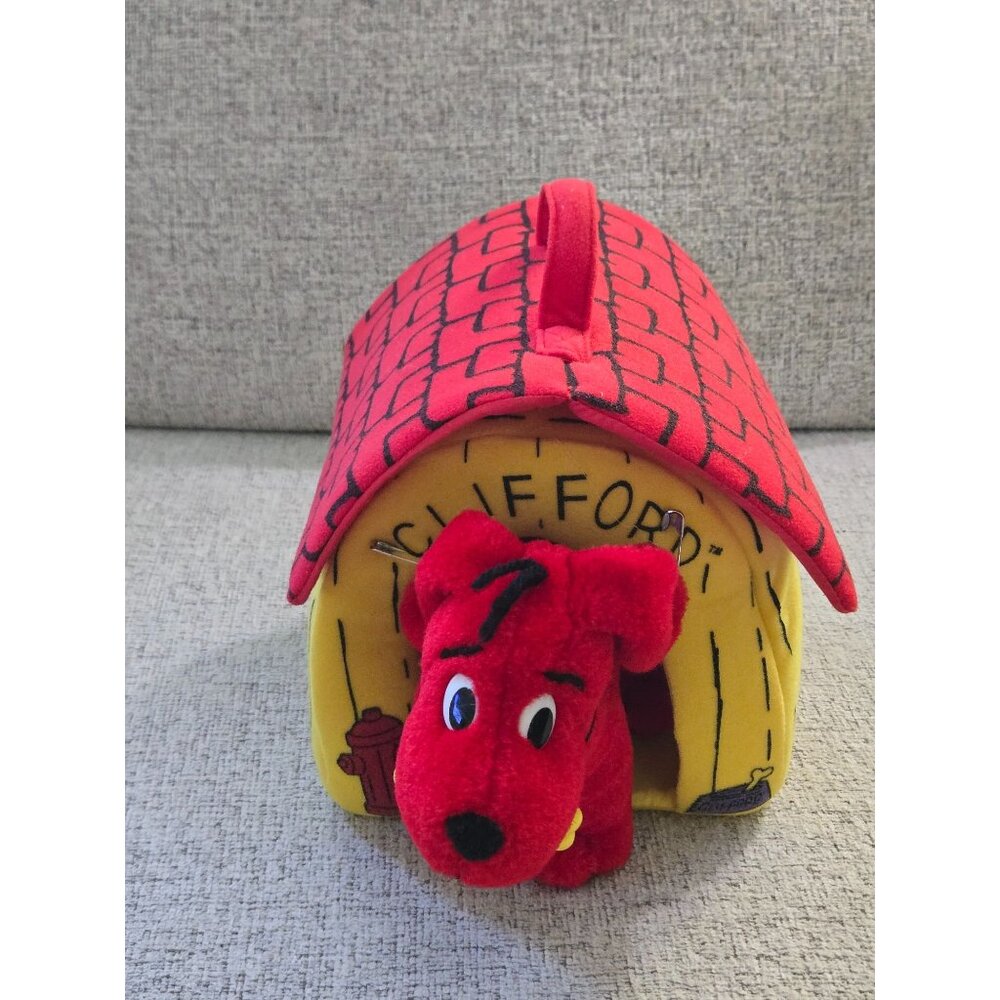 1995 Clifford The Big Red Dog Scholastic Plush Dog & Doghouse Vintage 90s